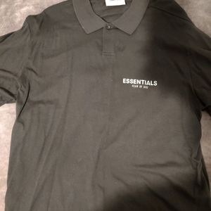 NWT Fear of God Essentials black jersey polo